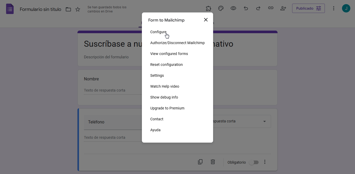 8 pasos para conectar Google Forms con Mailchimp Image-3