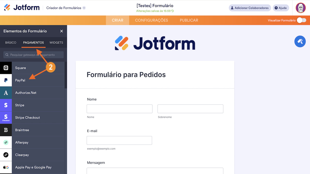 Adicionar pagamentos