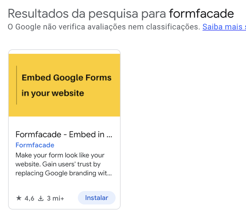 Incorporação de formulários do Google