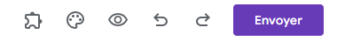 Capture d'écran du bouton « Envoyer » et du menu dans le haut de l'écran d'un formulaire Google Forms