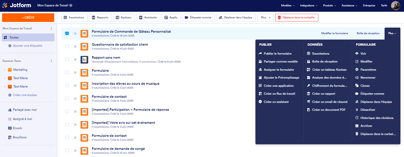Cliquez sur le bouton Plus pour afficher la liste déroulante dans le Générateur de formulaires Jotform