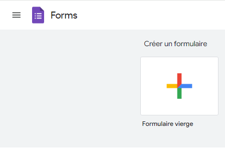 Capture d’écran du bouton Plus pour créer un formulaire vierge dans Google Forms