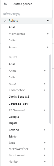 Capture d'écran illustrant les options de style de police dans Google Forms