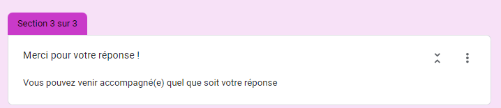 Capture d'écran de la section Merci pour votre réponse !