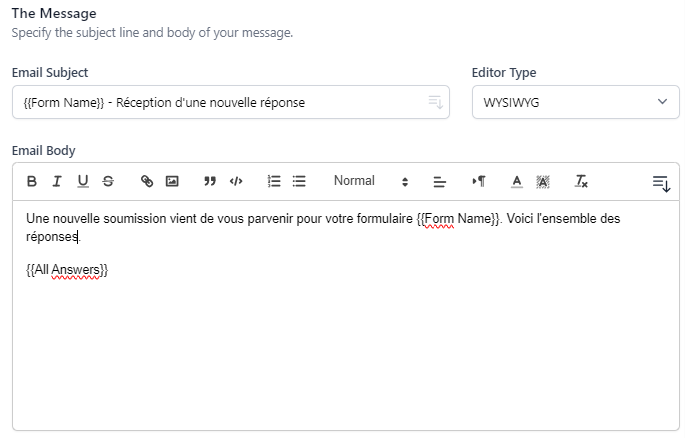 Capture d'écran du menu des paramètres du module complémentaire