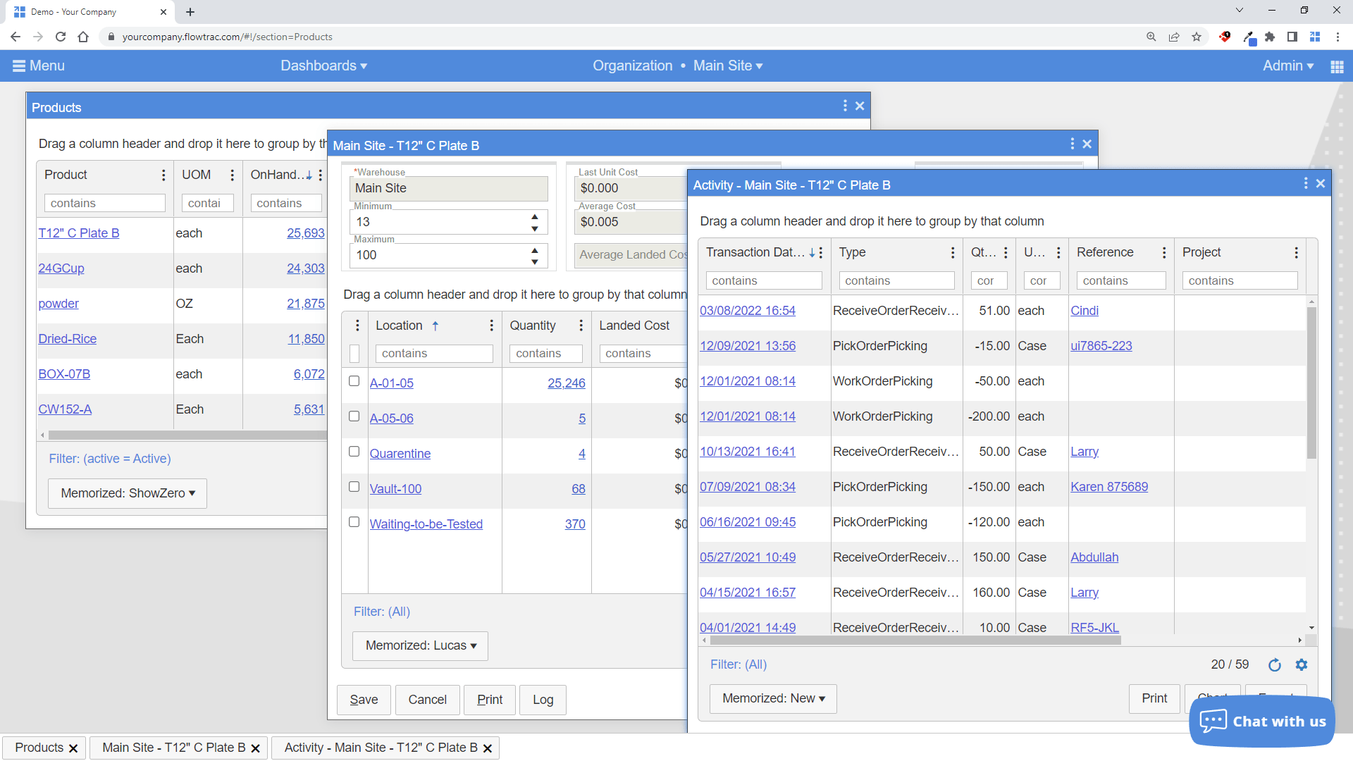 Flowtrac's user interface