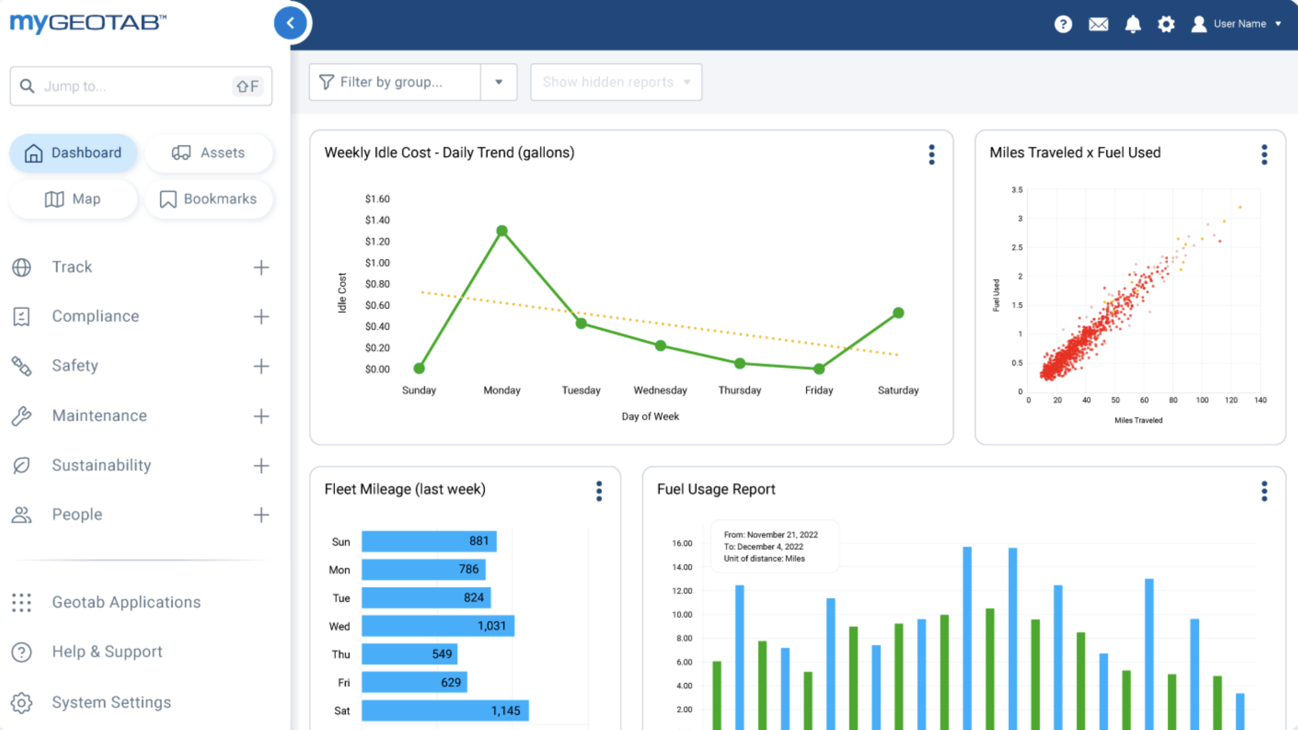 Geotab's dashboard