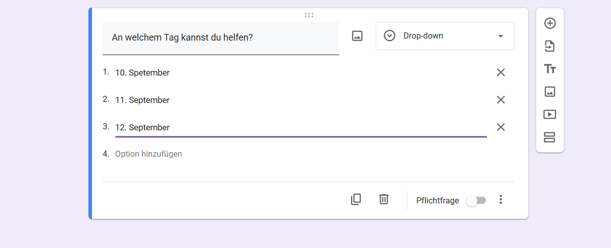 Google Formulare Datumsoptionen limitieren Bild-1