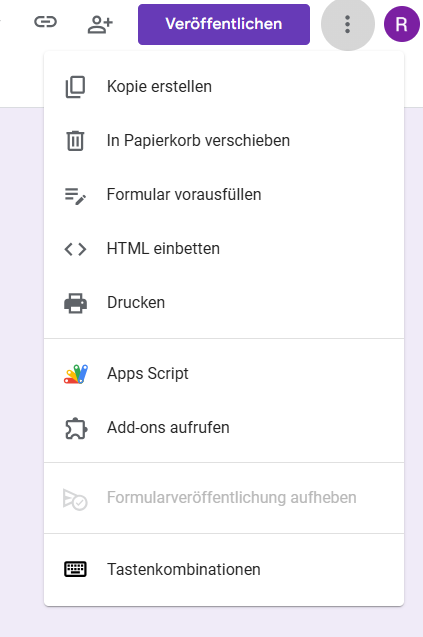 Google Formulare Add-ons aufrufen