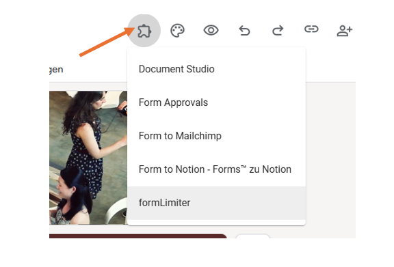 Auf das Puzzleteil-Symbol in Google Formulare klicken