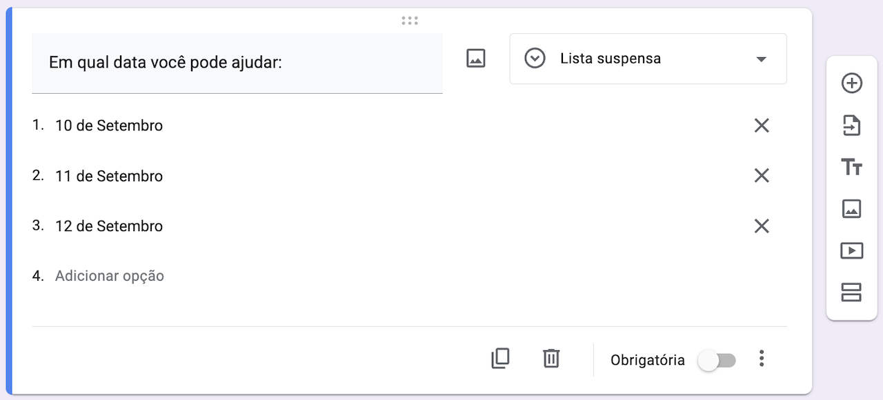 Opções para limitação de datas no Formulários Google Image-1