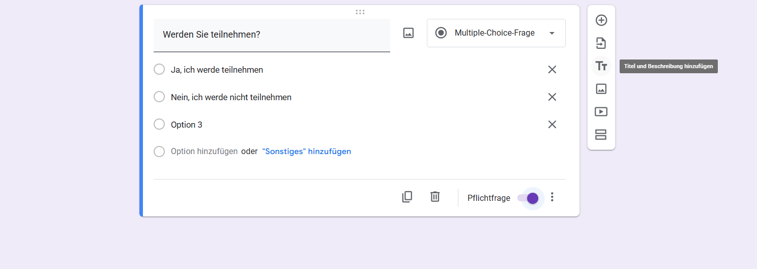 Fragen anpassen
