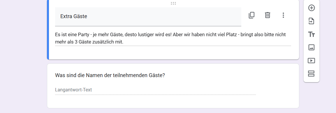 Fragen anpassen