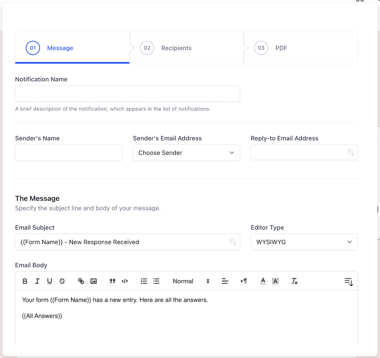 Captura de tela da ferramenta Email Notifications for Google Forms™ em uso no Formulários Google