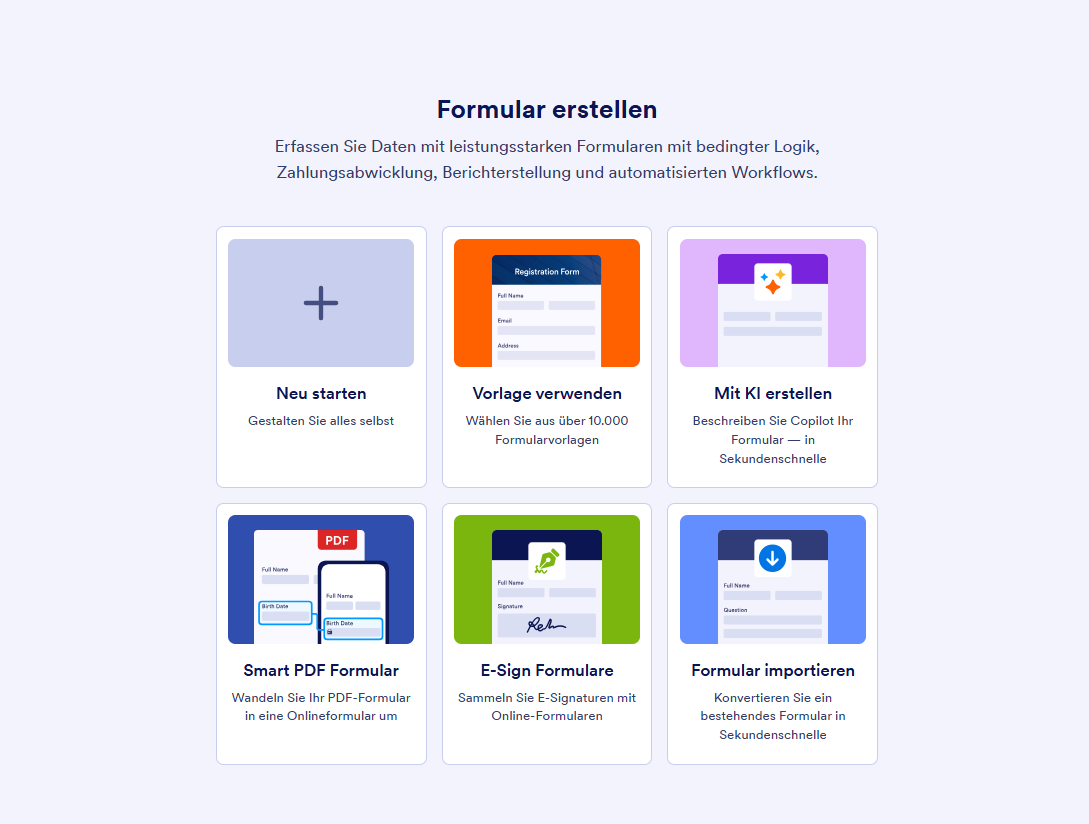 Eine Formularseite des Jotform Formulargenerators erstellen