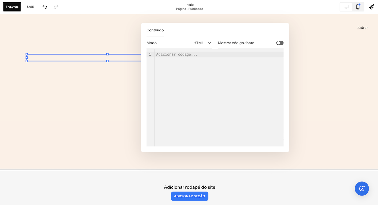 O usuário está abrindo uma nova janela para colar o código de incorporação copiado do Formulários Google