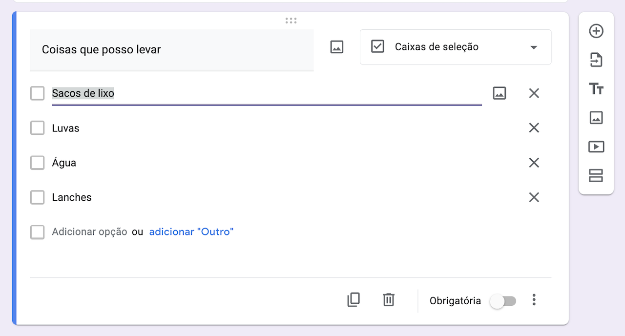 Há um link Adicionar "Outro" no final da lista, clique para adicionar um campo de texto extra