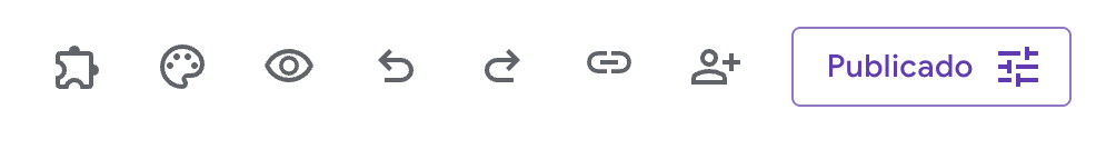 Barra de ícones de opções do Formulários Google