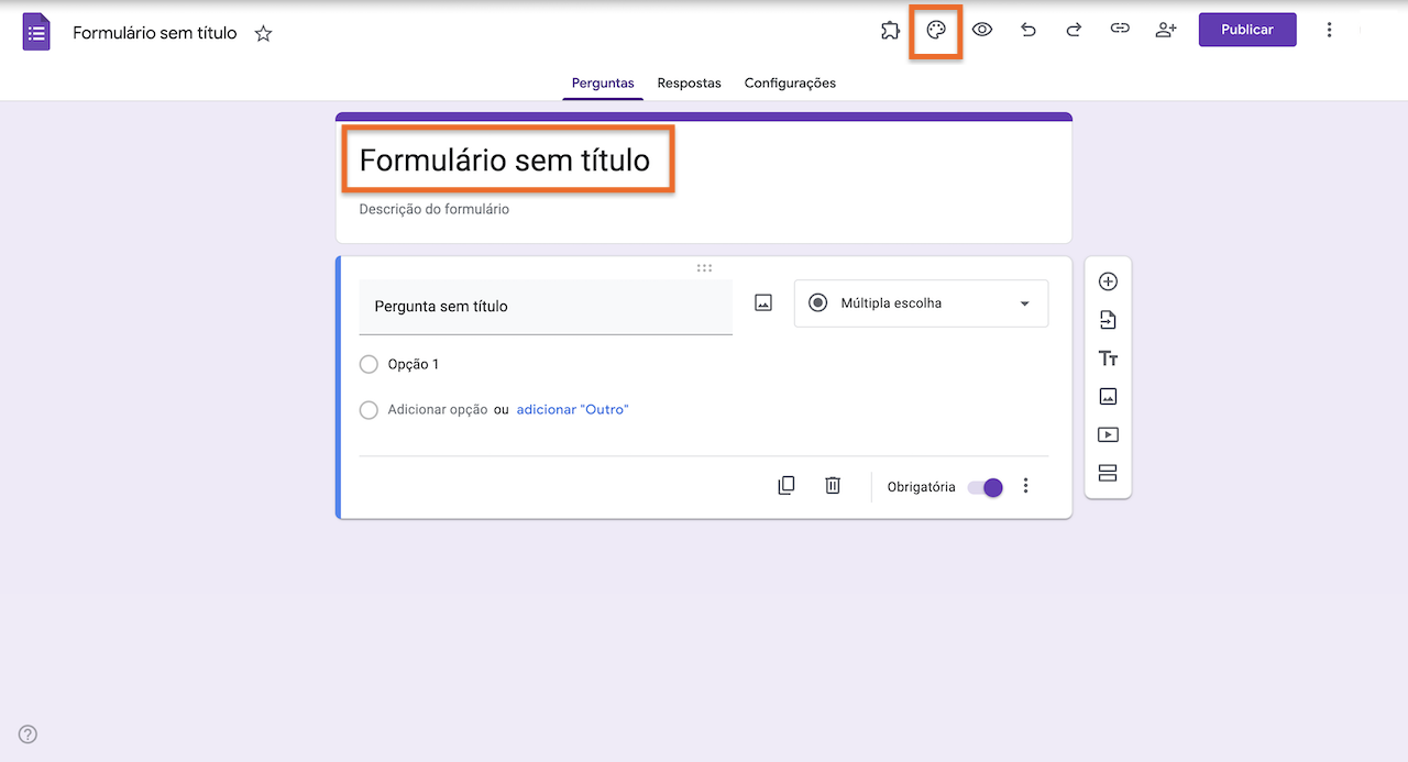 Formulário sem título no Formulários Google