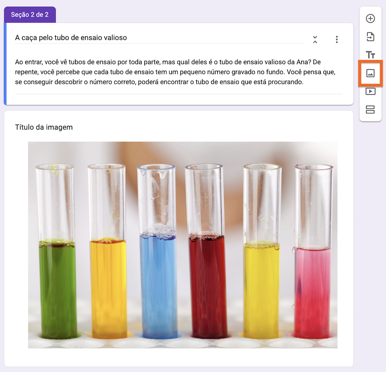 Adicionando uma imagem no Formulários Google