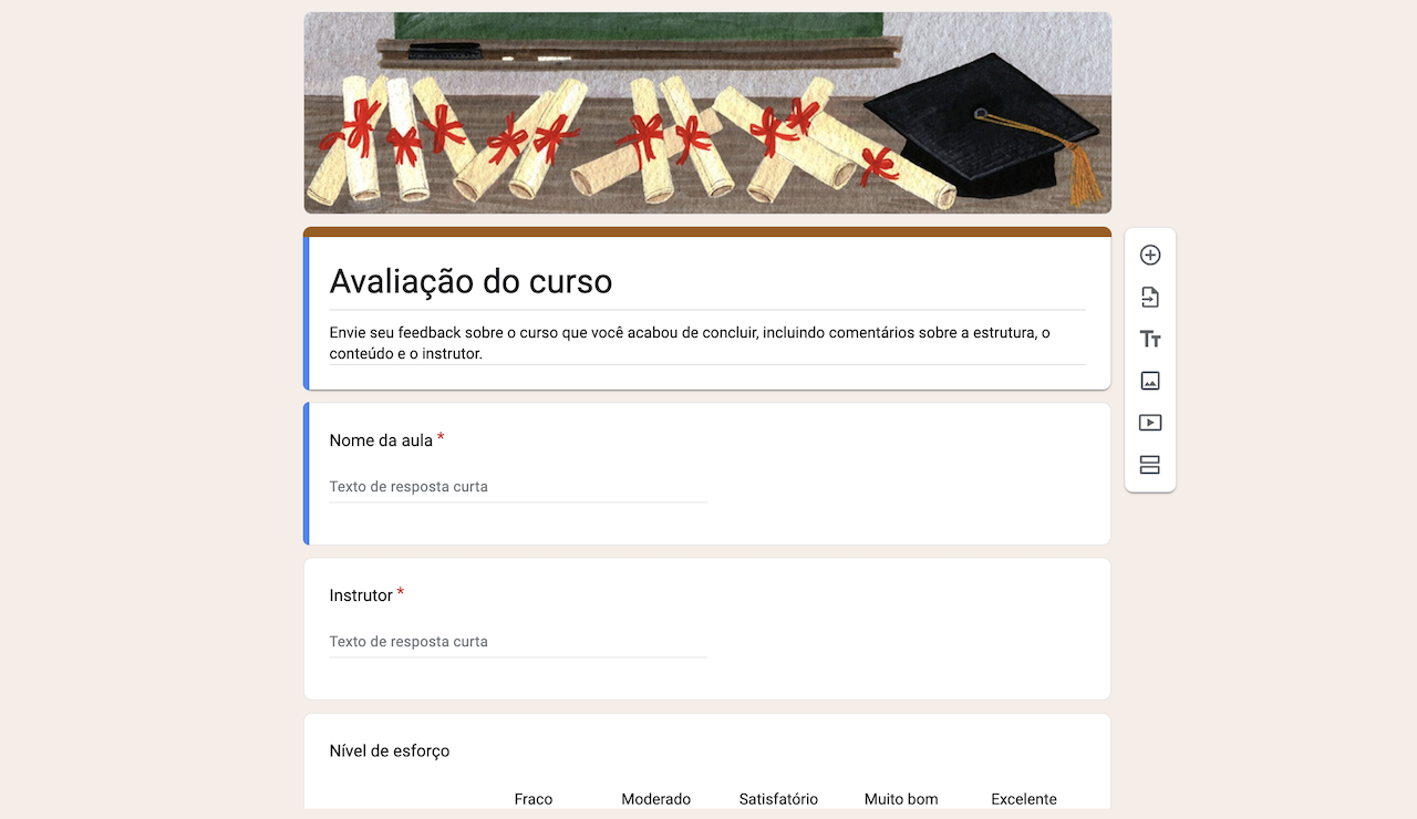 Formulário para Avaliação do Curso