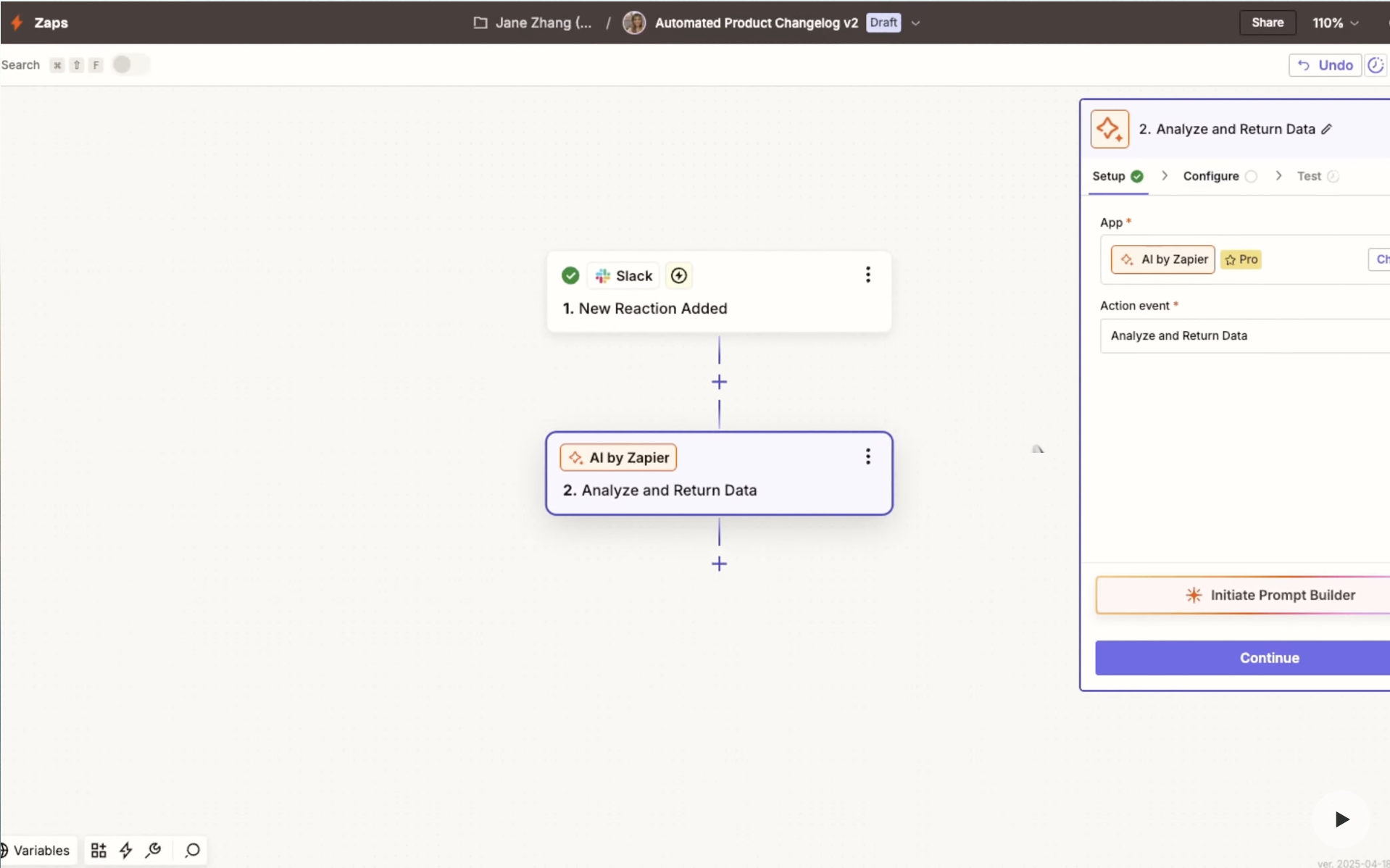 AI by Zapier user interface