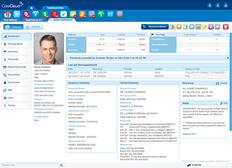 CareCloud's user interface