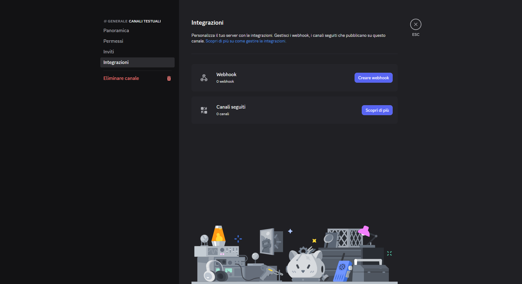 Cliccare sul pulsante Crea Webhook su Discord
