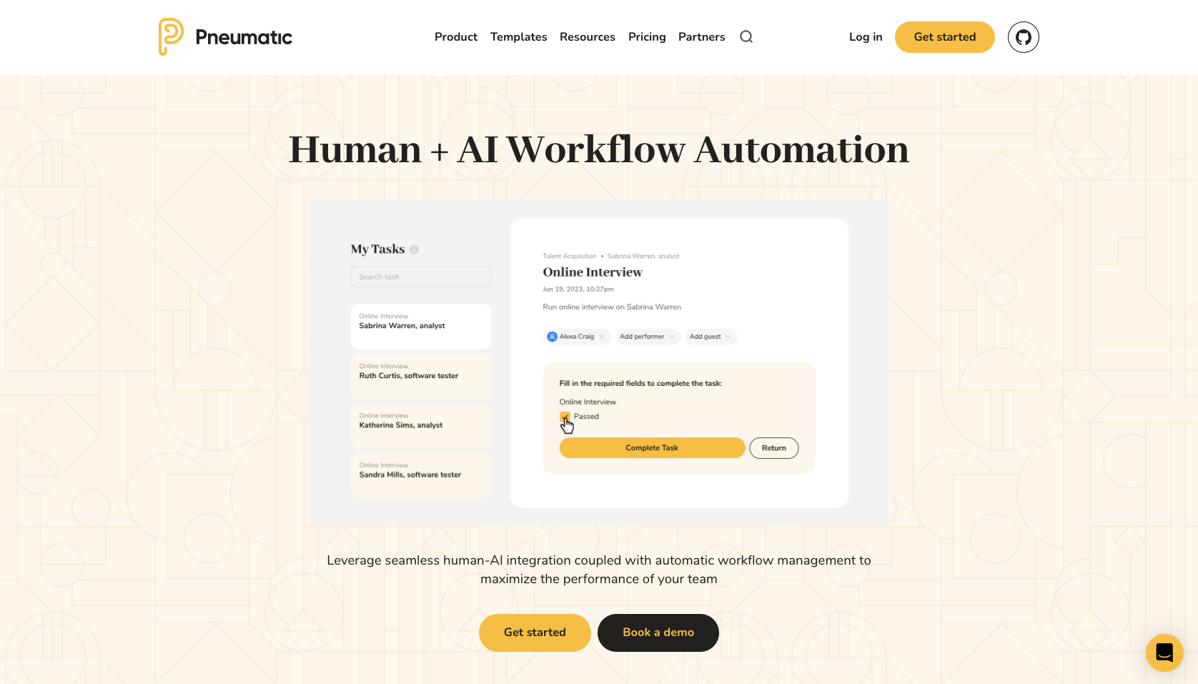 Pneumatic Workflow Landing Page