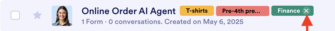 Clicking on the X button to remove a label from the asset