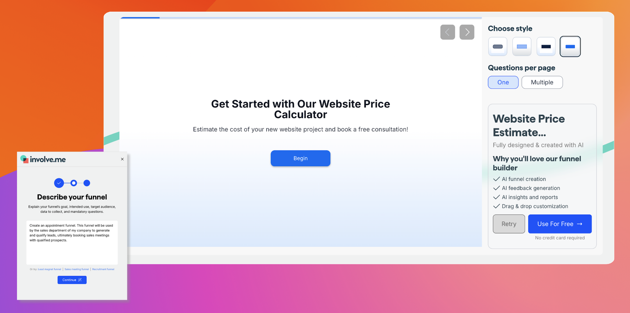 User interface of involve