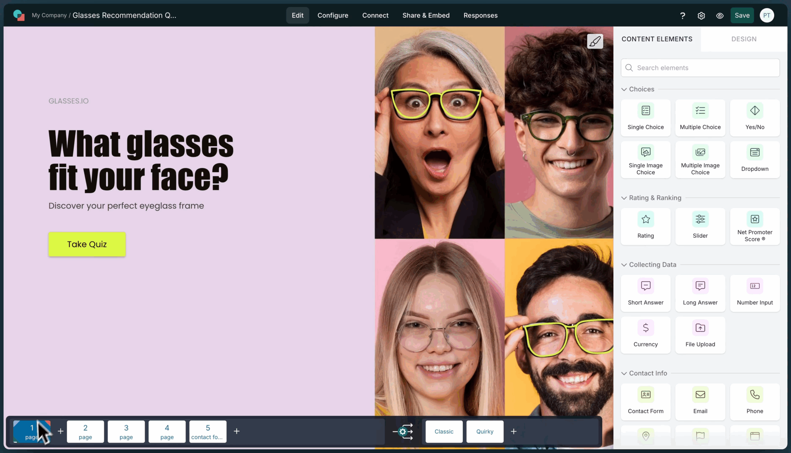 User interface of involve