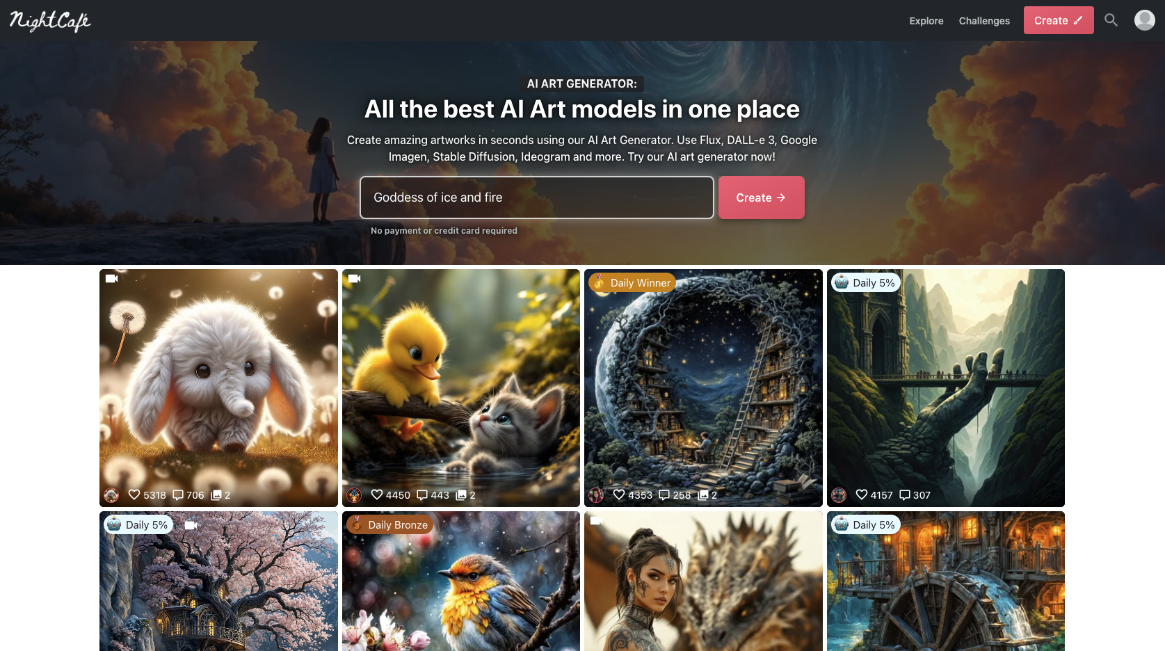 NightCafe Landing Page