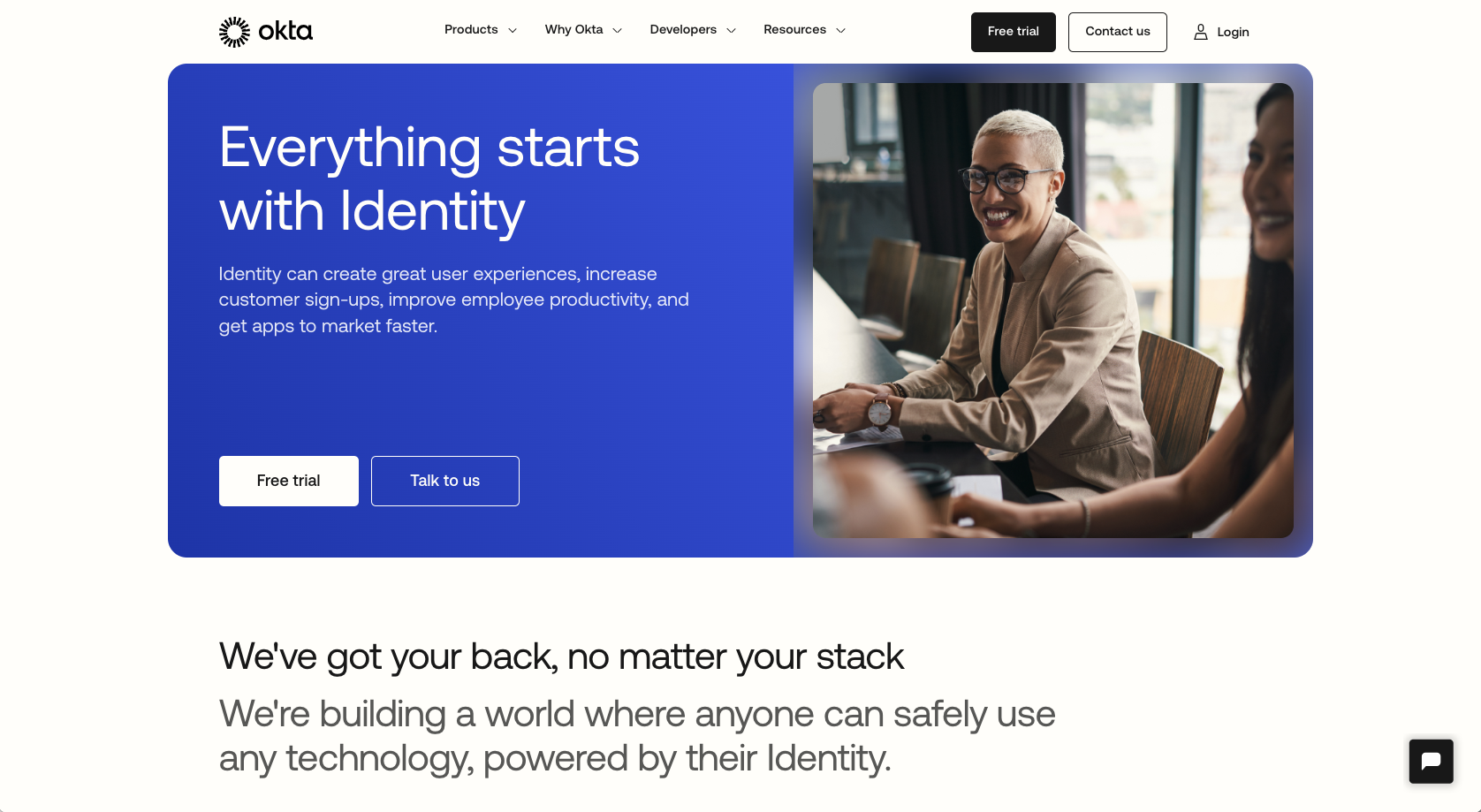 Okta Landing Page