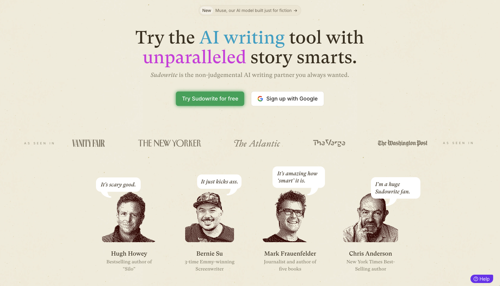 Sudowrite Landing Page