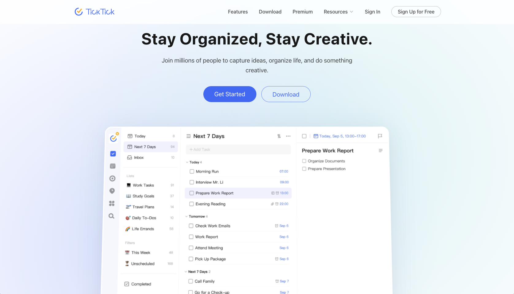 TickTick Landing Page