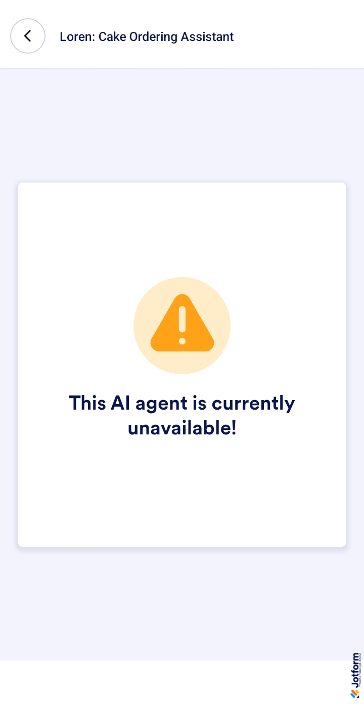Disabled AI Agent Warning Message in the Jotform AI Agent Mobile App