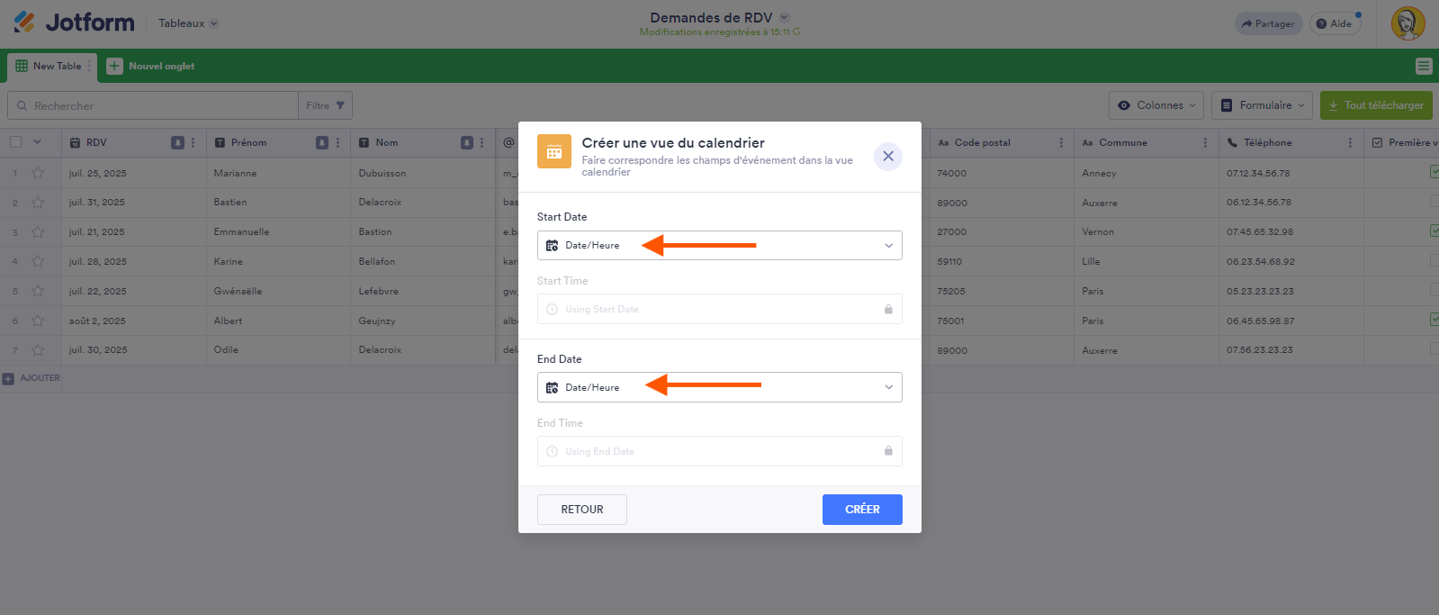 Comment ajouter une vue Calendrier dans les Tableaux Jotform Image-1