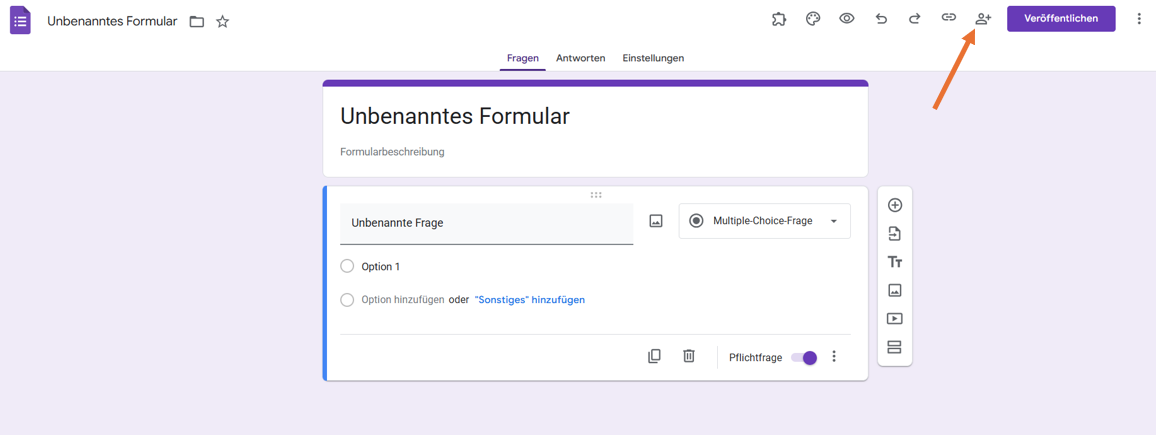 Klicken Sie auf die Option Freigeben
