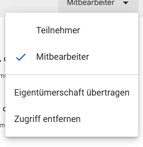 Anklicken der Dropdown-Liste neben Mitbearbeiter