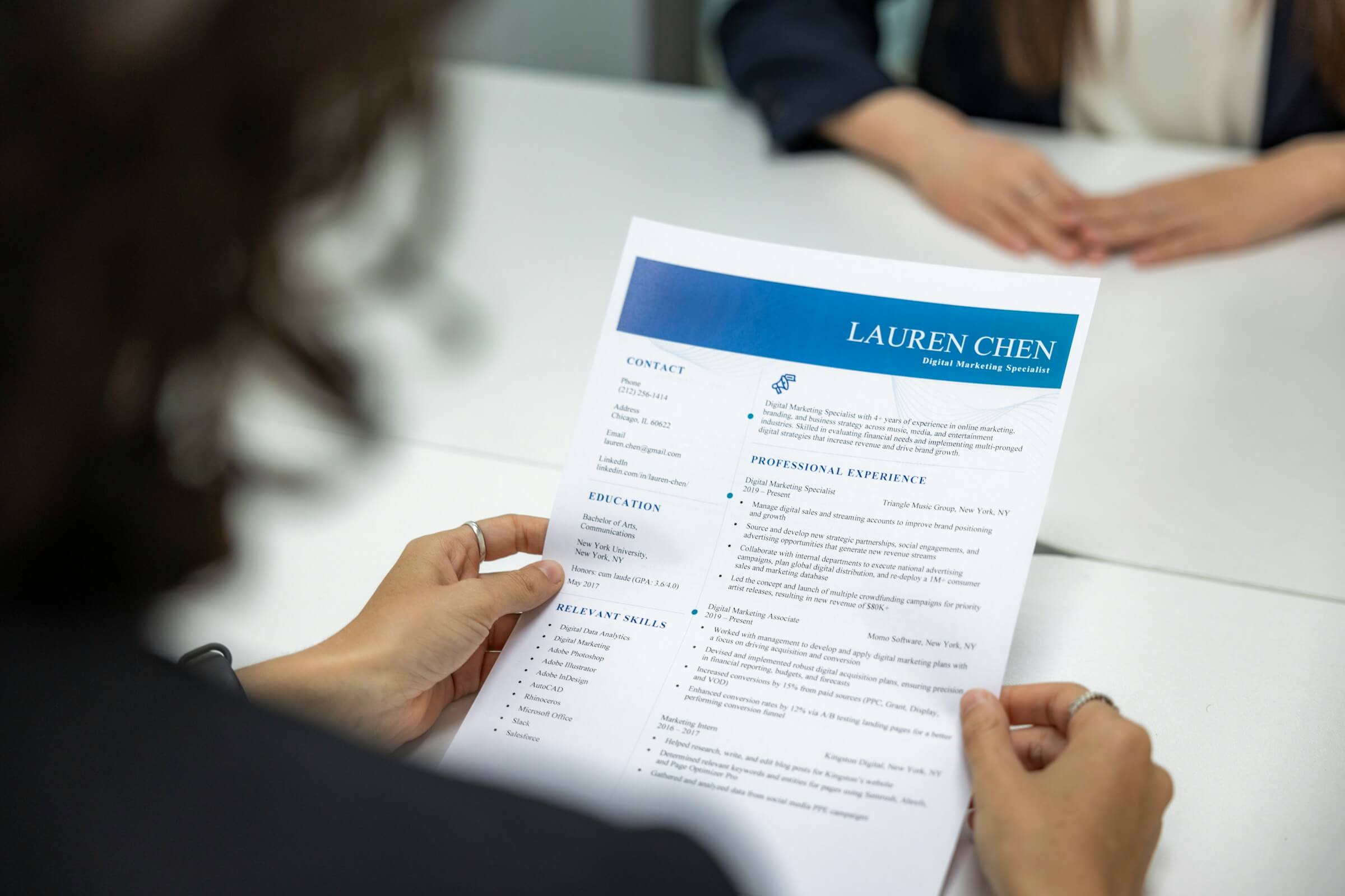 Recruiter evaluating an AI built resume.