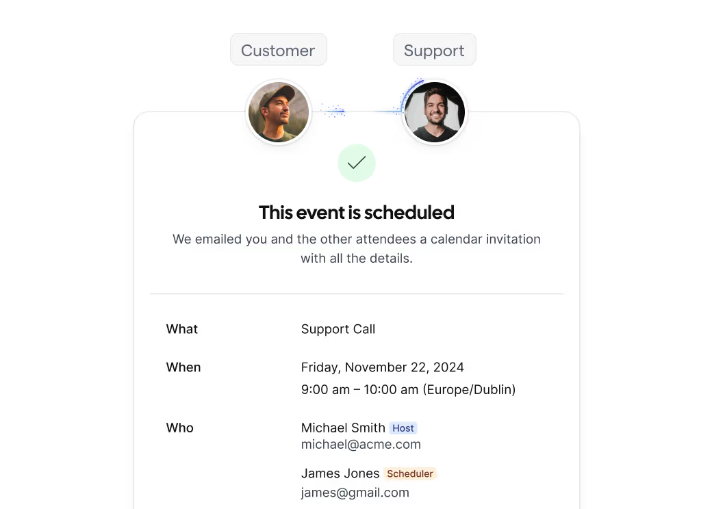 Screenshot of a meeting confirmation booked by Cal