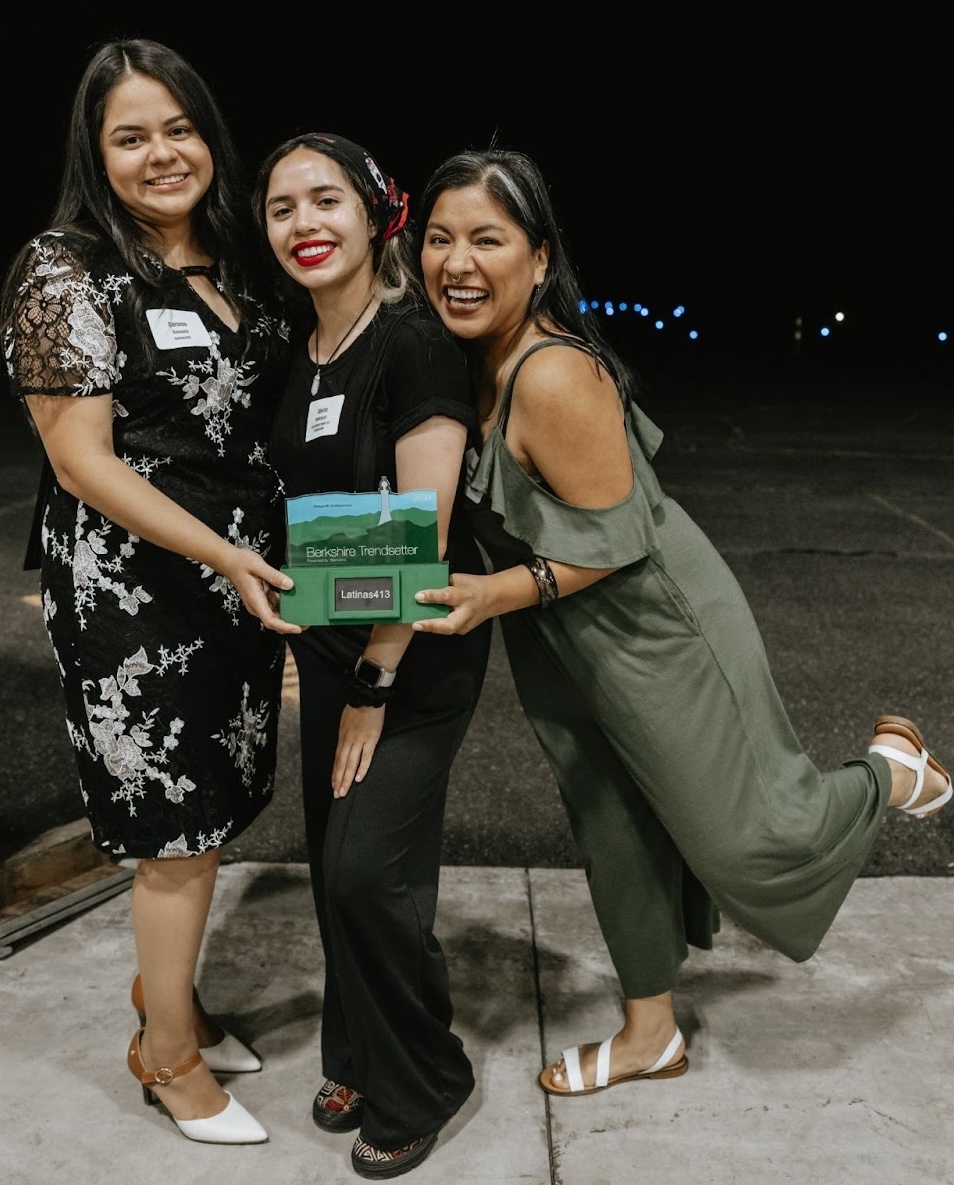 A photo of three women holding a Berkshire Trendsetter award at the Celebrate the Berkshires event