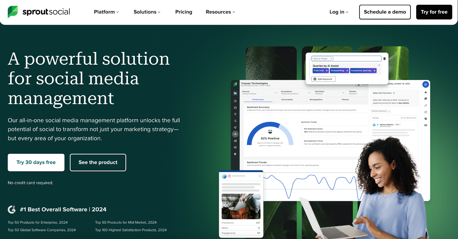 Screenshot of Sprout Social's landing page