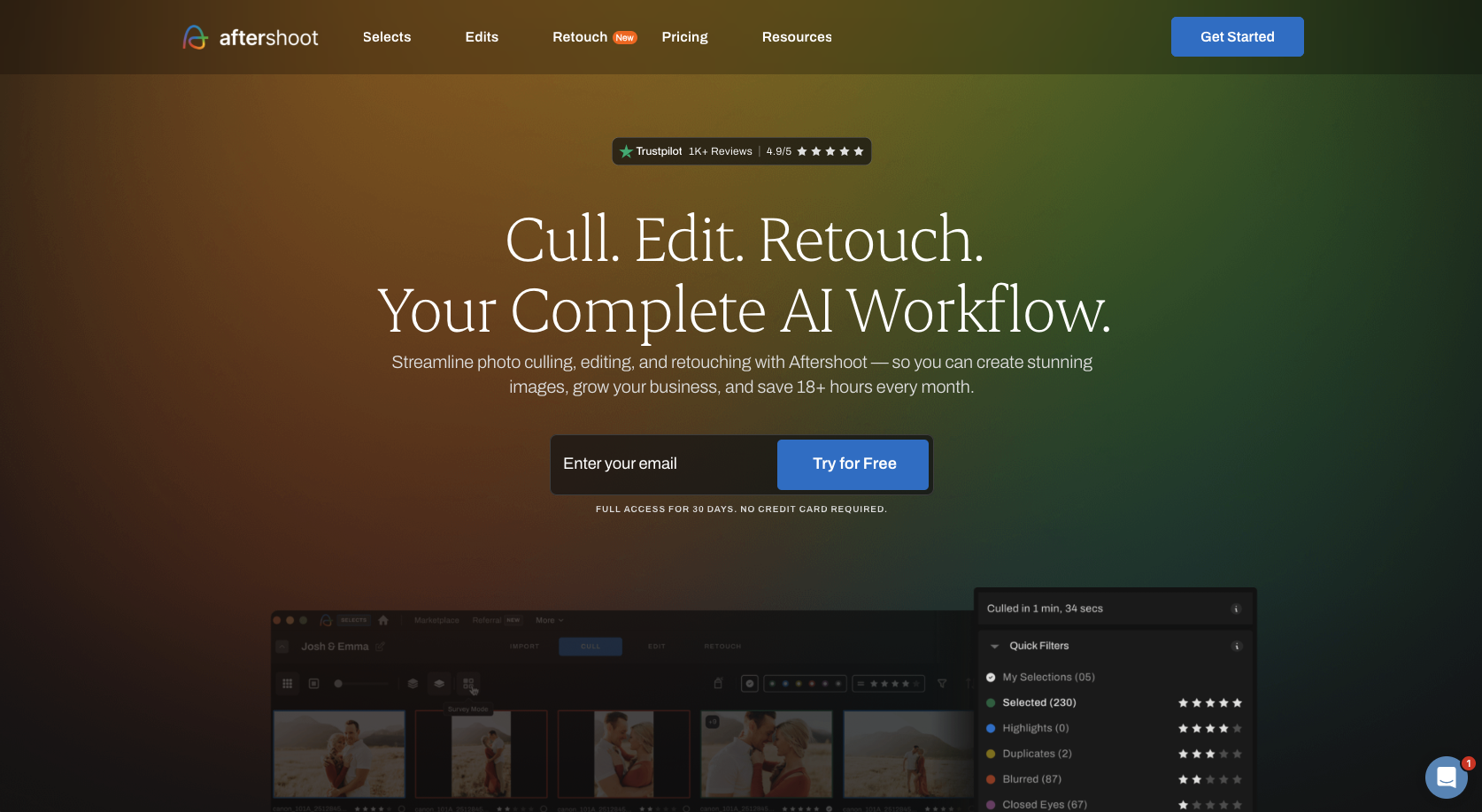 Aftershoot Landing Page