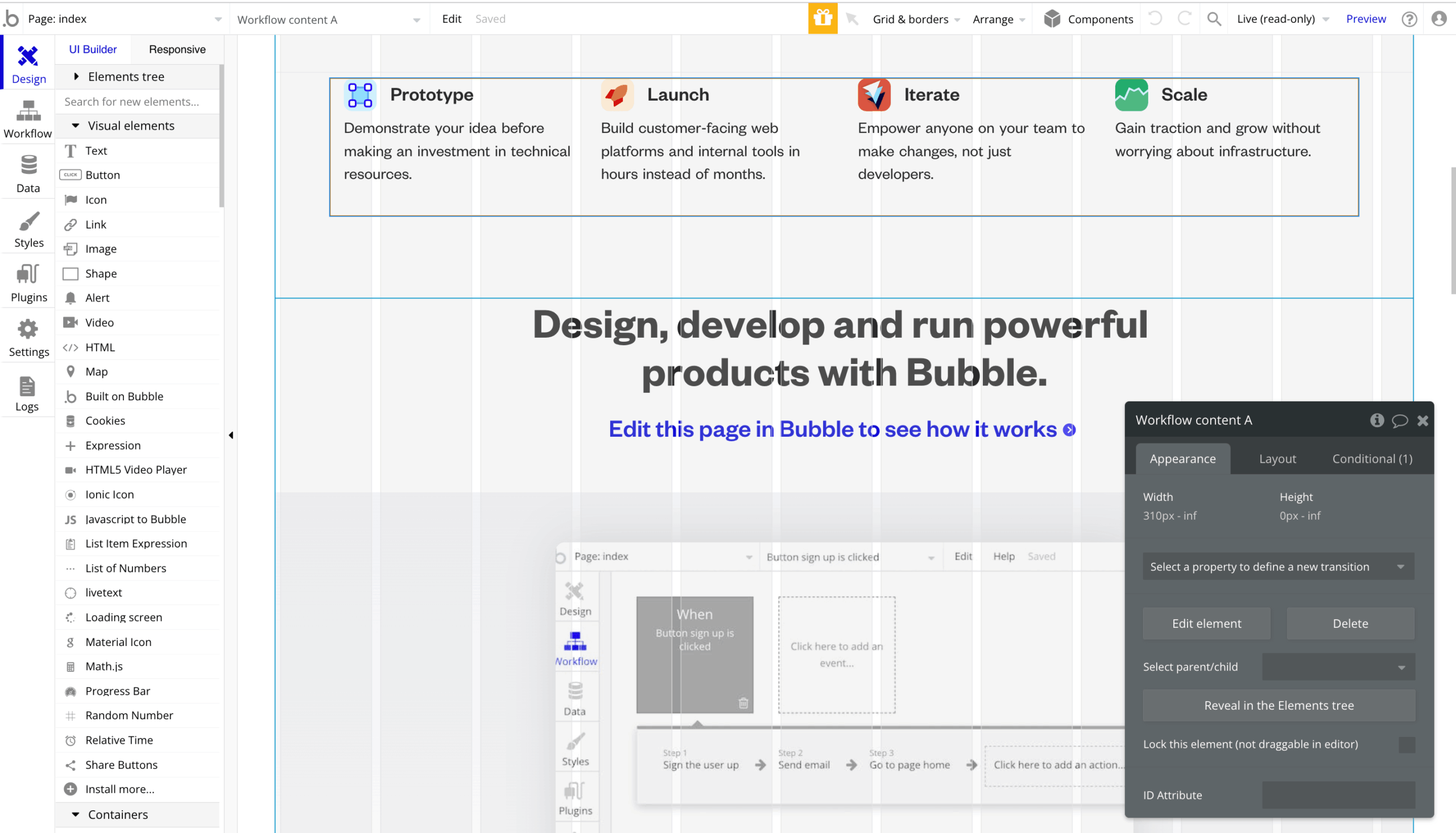 User Interface of Bubble
