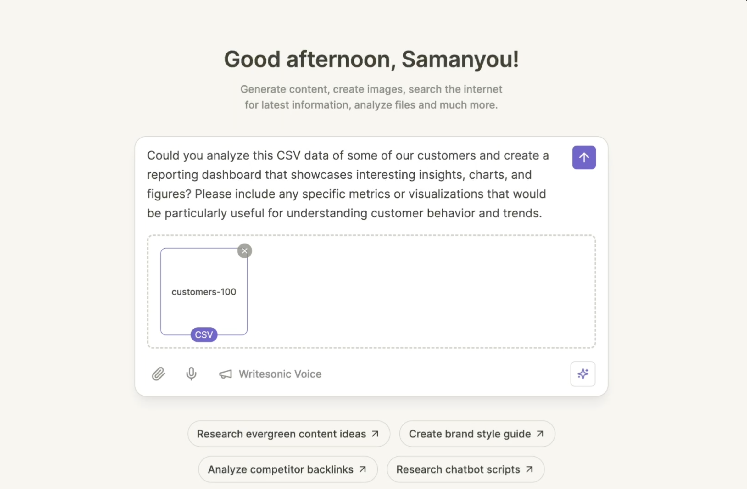User Interface of Chatsonic