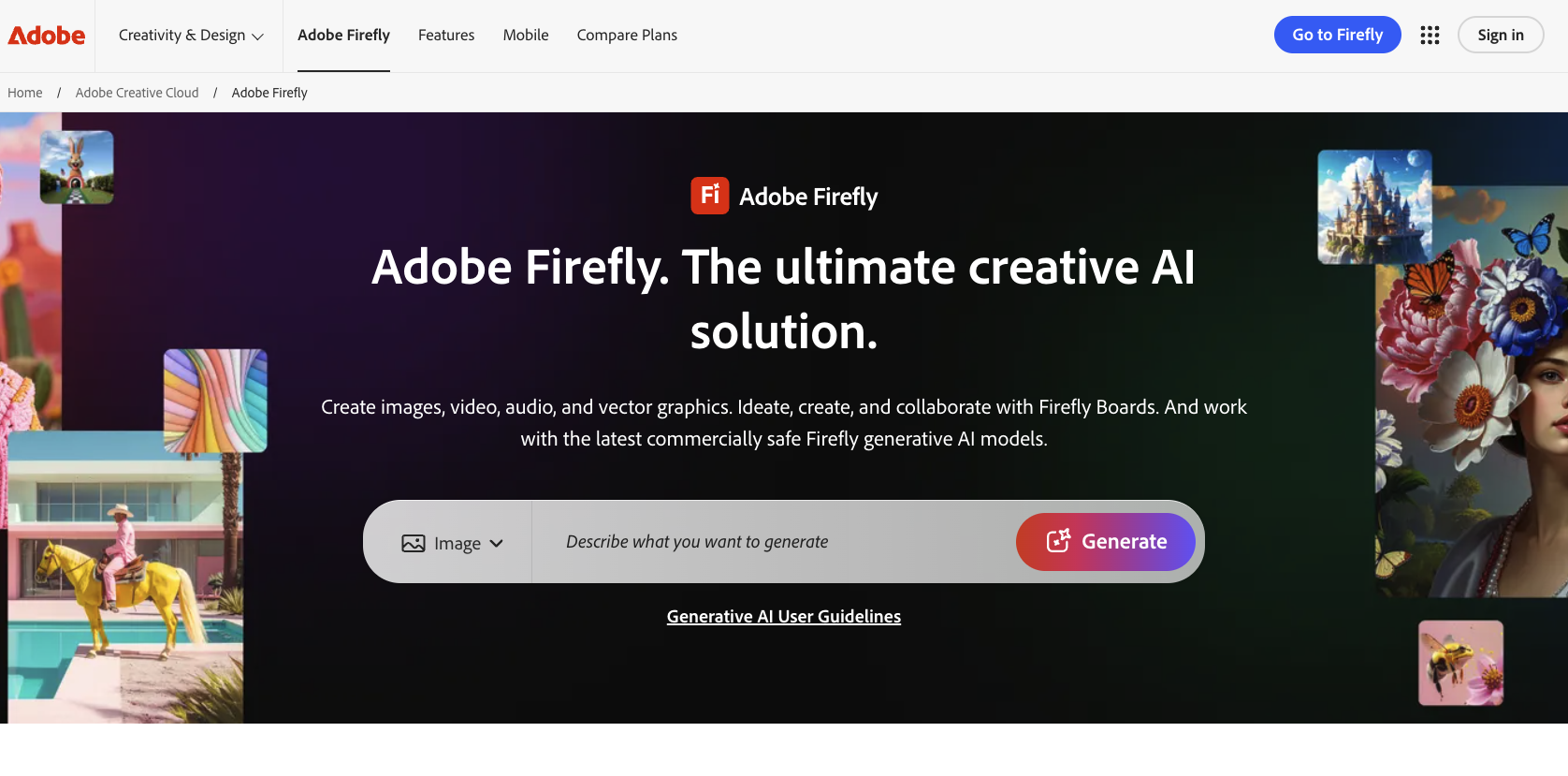Adobe Firefly Landing Page