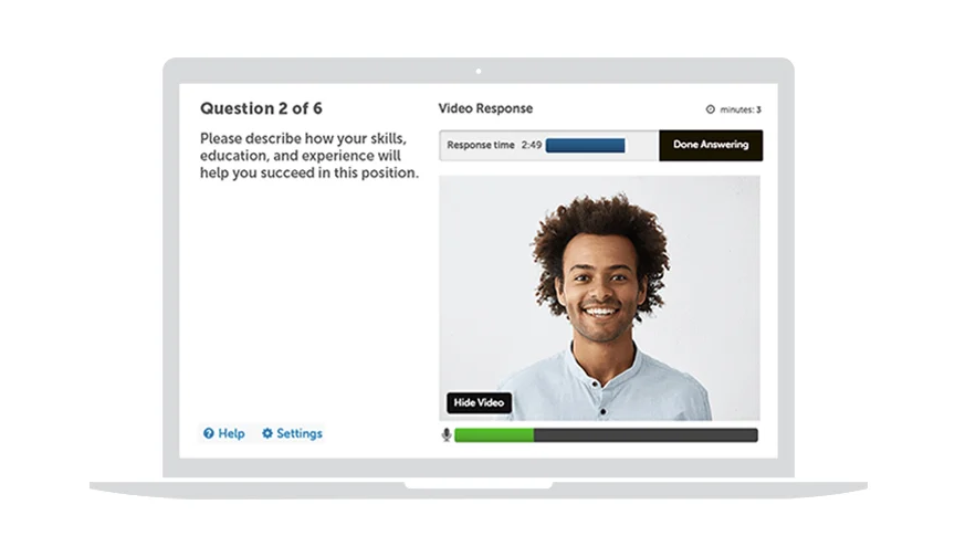 User Interface of HireVue