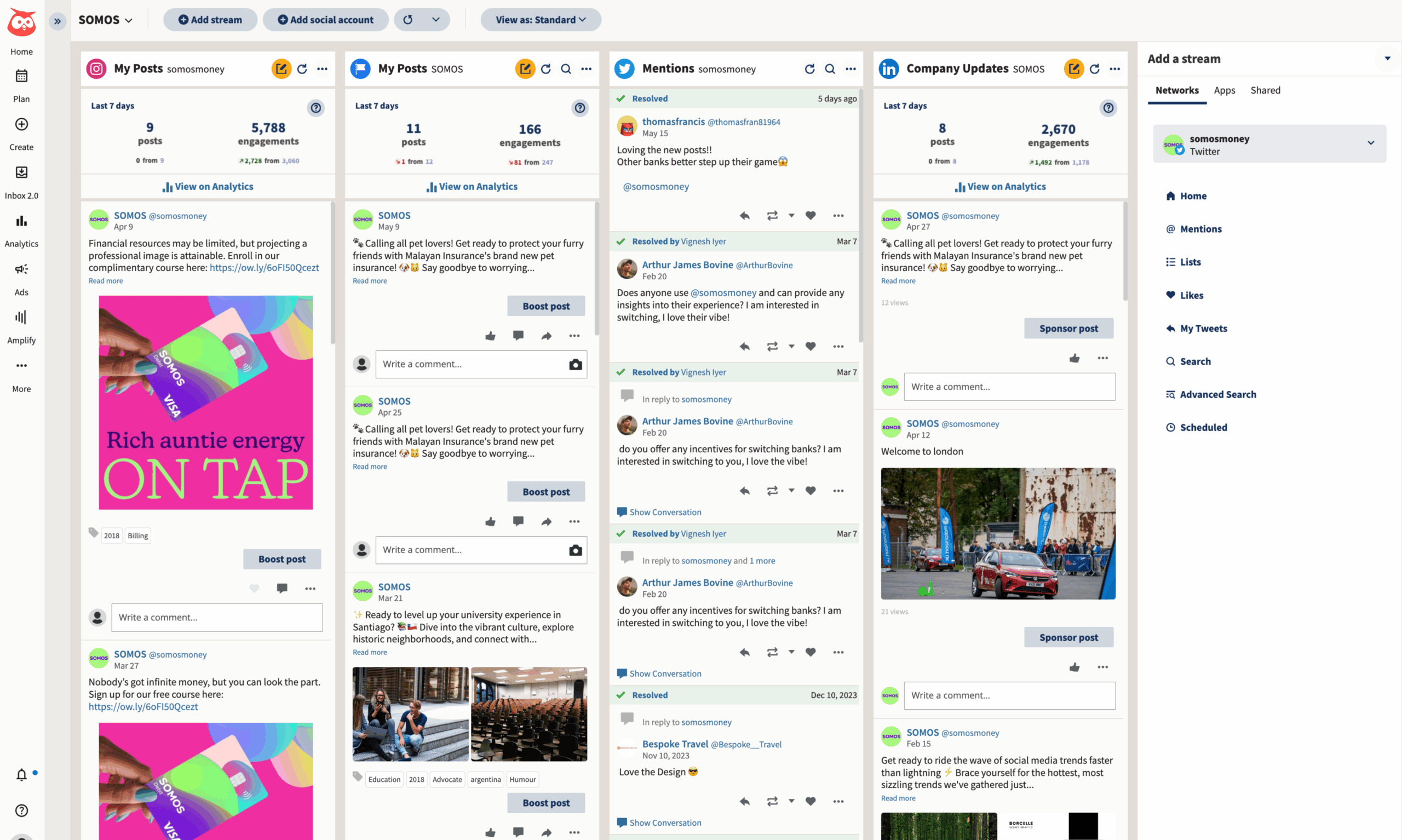 User Interface of Hootsuite